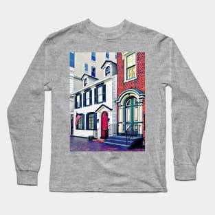 Harrisburg PA - Street With American Flag Long Sleeve T-Shirt